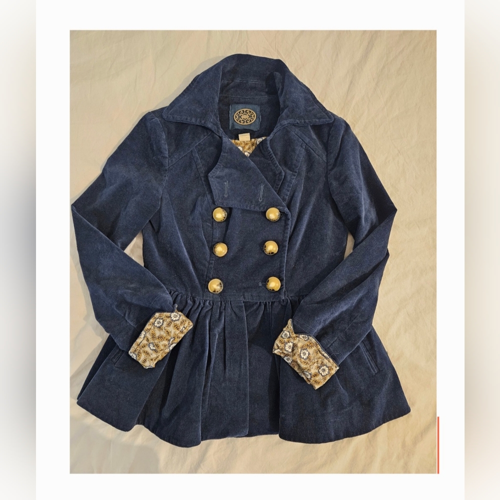 New Without Tag - Anthropologie Navy Blue Velvet Jacket
